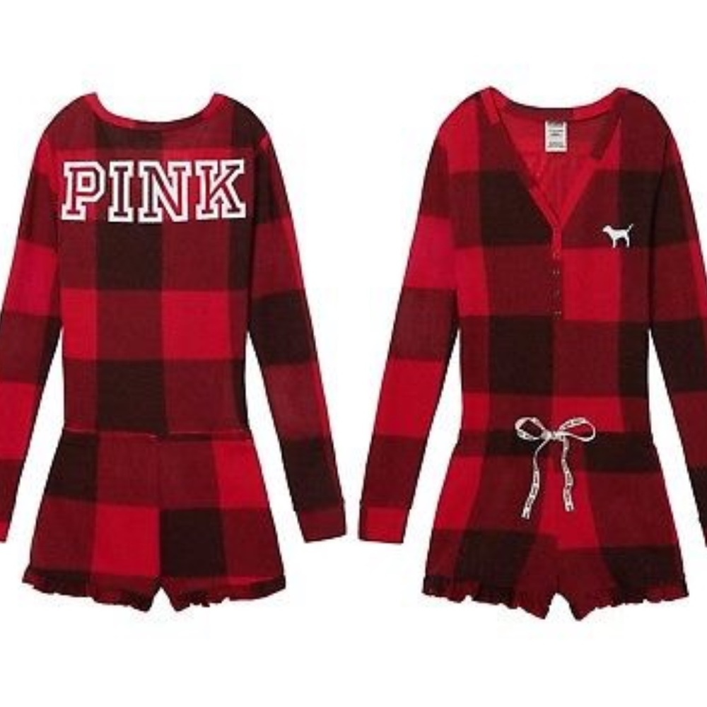 Victoria Secret's Pink Buffalo Check Romper